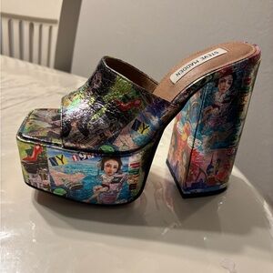 Steve Madden Multicolor Graphic Platform Heels
